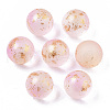 Transparent Spray Painted Frosted Glass Beads X-GLAA-N035-05B-04-1