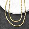 304 Stainless Steel Flat Snake Chain Double Chain Necklaces NJEW-Q039-01G-2