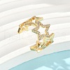 Brass Micro Pave Clear Cubic Zirconia Cuff Rings for Women RJEW-D307-01G-A-1
