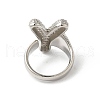 Letter Brass Micro Pave Clear Cubic Zirconia Open Cuff Ring for Women RJEW-N046-03Y-P-3