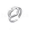 Non-Tarnish 304 Stainless Steel Heart Gesture Open Cuff Ring for Women RJEW-S405-260P-4