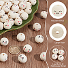   80Pcs 4 Styles Printed Wooden European Beads WOOD-PH0002-97-4