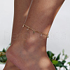 Brass Rectangle Disc Tassel Twisted Chain Women's Anklets for Vacation and Daily Wear QT1319-1