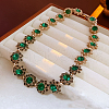 Alloy Full Rhinestone Flower Link Chain Necklaces for Women WGB743E-04-2