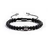 Natural Obsidian Round Braided Bead Bracelets for Women Men PM4065-5-1