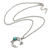 Letter A~Z Antique Silver Plated Alloy with Synthetic Turquoise Pendant Necklaces NJEW-G080-01C-3