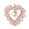 Seed Glass & Alloy Heart Pendant PALLOY-MZ00234-1