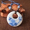 Ethnic Style Porcelain Pendant Adjustable Cord Necklaces for Women FS-WG62D6C-01-1
