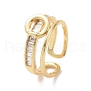 Clear Cubic Zirconia Ring Buckle Shape Open Ring RJEW-P032-23G-1
