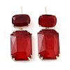 Glass Rectangle Dangle Stud Earrings EJEW-Q800-15C-KCG-1