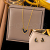 Heart Stainless Steel & Natural Shell Pendant Necklaces & Stud Earrings Sets FS-WG4CC15-03-1