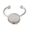 Non-Tarnish 304 Stainless Steel Open Cuff Ring Components STAS-I306-05C-P-3
