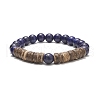 Natural Gemstone & Coconut Beaded Stretch Bracelet for Women BJEW-JB09149-2