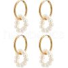  2 Pairs Mother's Day Jewellery Natural Pearl Beaded Ring Dangle Hoop Earrings for Girl Women EJEW-NB0001-06-1