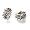 Flower Brass Micro Pave Cubic Zirconia European Beads KK-V008-19P-01-1