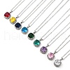 Square Brass Pave Cubic Zirconia Pendant Necklaces for Women NJEW-G156-02P-1
