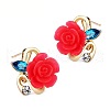 Flower Alloy Rhinestone Stud Earrings WG3C0C0-01-2