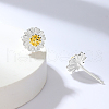 S925 Sterling Silver Two Tone Sunflower Stud Earrings QV9764-4