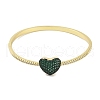 Rack Plating Brass Micro Pave Cubic Zirconia Heart Hinged Bangles for Women BJEW-R317-01C-G-2
