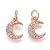 Brass Micro Pave Clear Cubic Zirconia Charms ZIRC-Z005-01B-1