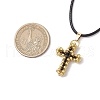 Cross Glass Sead Beaded Pendant Necklaces NJEW-MZ00093-01-3