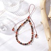 Dyed Natural Banded Agate & Wood Round Beaded Phone Hand Strap Chains HJEW-JM03365-02-1