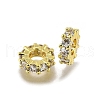 Brass Micro Pave Clear Cubic Zirconia Beads KK-K300-02C-G-1