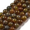 Faceted Natural Dragon Veins Agate Beads Strands G-F447-12mm-L09-2