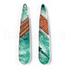 Transparent Resin & Walnut Wood Pendants RESI-ZX017-56-3