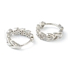 Brass Micro Pave Clear Cubic Zirconia Huggie Hoop Earrings EJEW-L234-029P-3