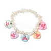 Natural White Mother of Pearl Shell Chip Bead with Resin Pendants and 304 Stainless Steel Jump Rings and Korean Elastic Crystal Thread Bracelets BJEW-JB11704-2
