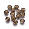 Tibetan Style Alloy Flat Round Carved Vortex Beads X-TIBEB-5437-AB-FF-1