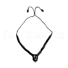 Natural Amethyst Oval Pendant Necklace NJEW-K258-01E-1