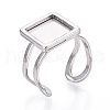 304 Stainless Steel Open Cuff Ring Components STAS-S080-041H-P-1