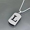 Rectangle with Laser Cut Letter 201 Stainless Steel Initial Pendant Necklaces WGA5E8C-12-1