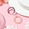 Round Natural Quartz Crystal & Amethyst Finger Rings RJEW-JR00829-1