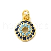 Real 18K Gold Plated Rack Plating Brass Micro Pave Cubic Zirconia Pendants Charms KK-S396-01D-1