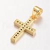 Cross Brass Micro Pave Cubic Zirconia Pendants KK-E673-027G-2