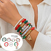 7pcs 7 Styles Christmas Theme Handmade Polymer Clay Hesihi & Imitation Pearl Beads Stretch Bracelet  & Handmade Polymer Clay Hesihi Beads Charm Bracelet Set for Women WG289FB-18-1