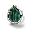 304 Stainless Steel Synthetic Malachite Cuff Rings G-Z056-09P-03-2