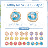 Beadthoven 50Pcs 25 Style Zinc Alloy Enamel Pendants ENAM-BT0001-18-4