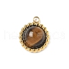 Natural Tiger Eye Half Round Charms STAS-P394-07G-04-1