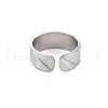 304 Stainless Steel Textured Open Cuff Ring for Women RJEW-S405-165P-2