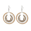 Glass Seed Braided Flat Round Dangle Earrings EJEW-MZ00062-01-1