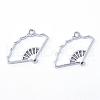 Rack Plating Alloy Fan Open Back Bezel Pendants PALLOY-S047-20D-FF-1