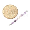 Faceted Round Natural Amethyst & Lepidolite & Potato Natural Cultured Freshwater Pearl Beaded Connector Charms PALLOY-JF03532-06-4