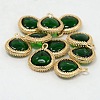 Real 18K Gold Plated Brass Glass Pendants GLAA-J043-01G-1