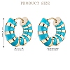 Enamel Striped Thick Hoop Earrings JE1110B-2