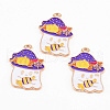 Light Gold Tone Alloy Enamel Pendants ENAM-T018-23-1