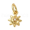 Brass Micro Pave Cubic Zirconia Sun Charms KK-P308-66G-1